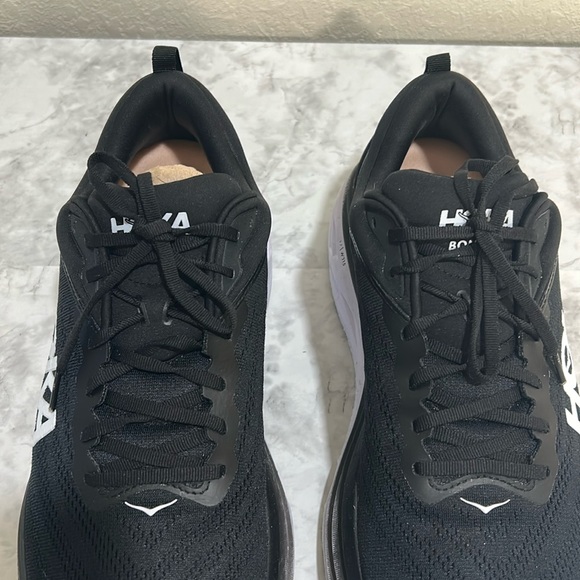 HOKA MENS ATHLETIC SHOES BONDI 8 WIDE BLACK AND WHITE SIZE 14 W - Picture 3 of 9